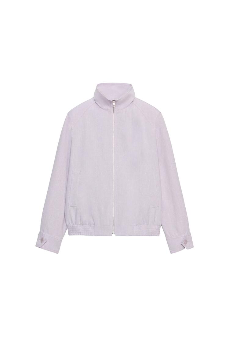 ZW COLLECTION LINEN BLEND BOMBER JACKET