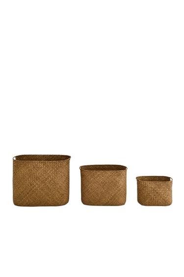 Zara OVAL BASKET WITH HANDLES - Light beige