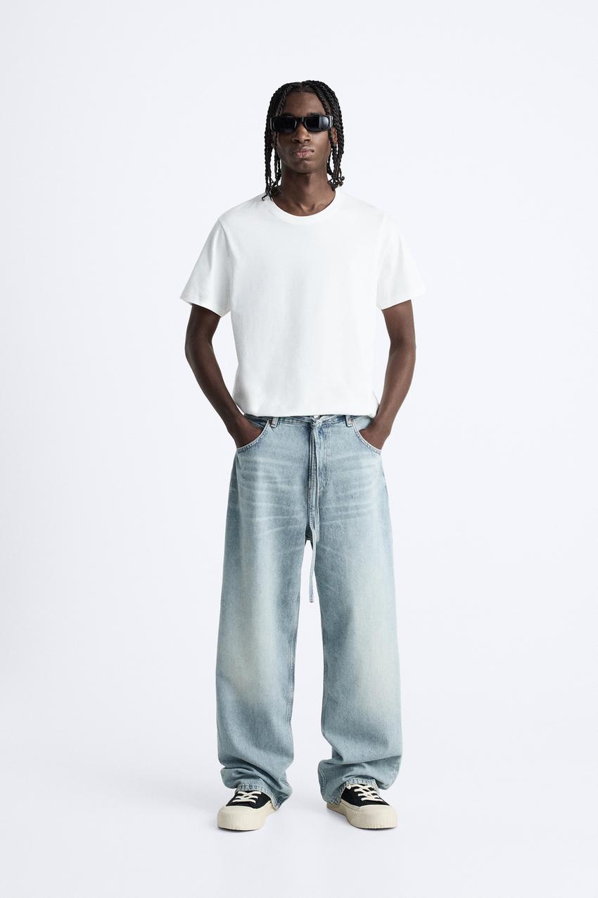 BAGGY JEANS WITH BELT - Aquamarine | ZARA Spain