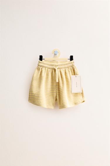 ZARA TIMELESS - STRIPED TERRY BERMUDA SHORTS - Yellow by Zara