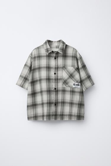CHECK PRINT SHIRT - Grey / Tan by Zara