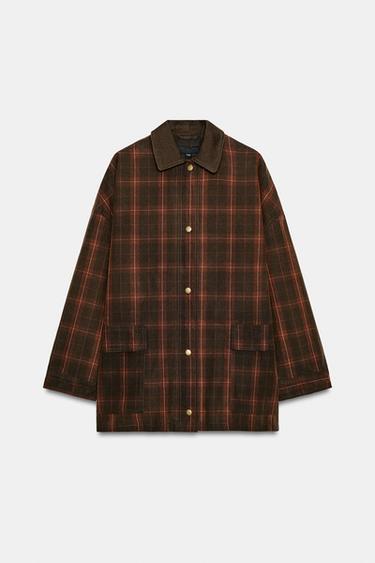 CHAQUETA ENCERADA CUELLO PANA ZW COLLECTION - Burdeos de Zara - Imagen 0