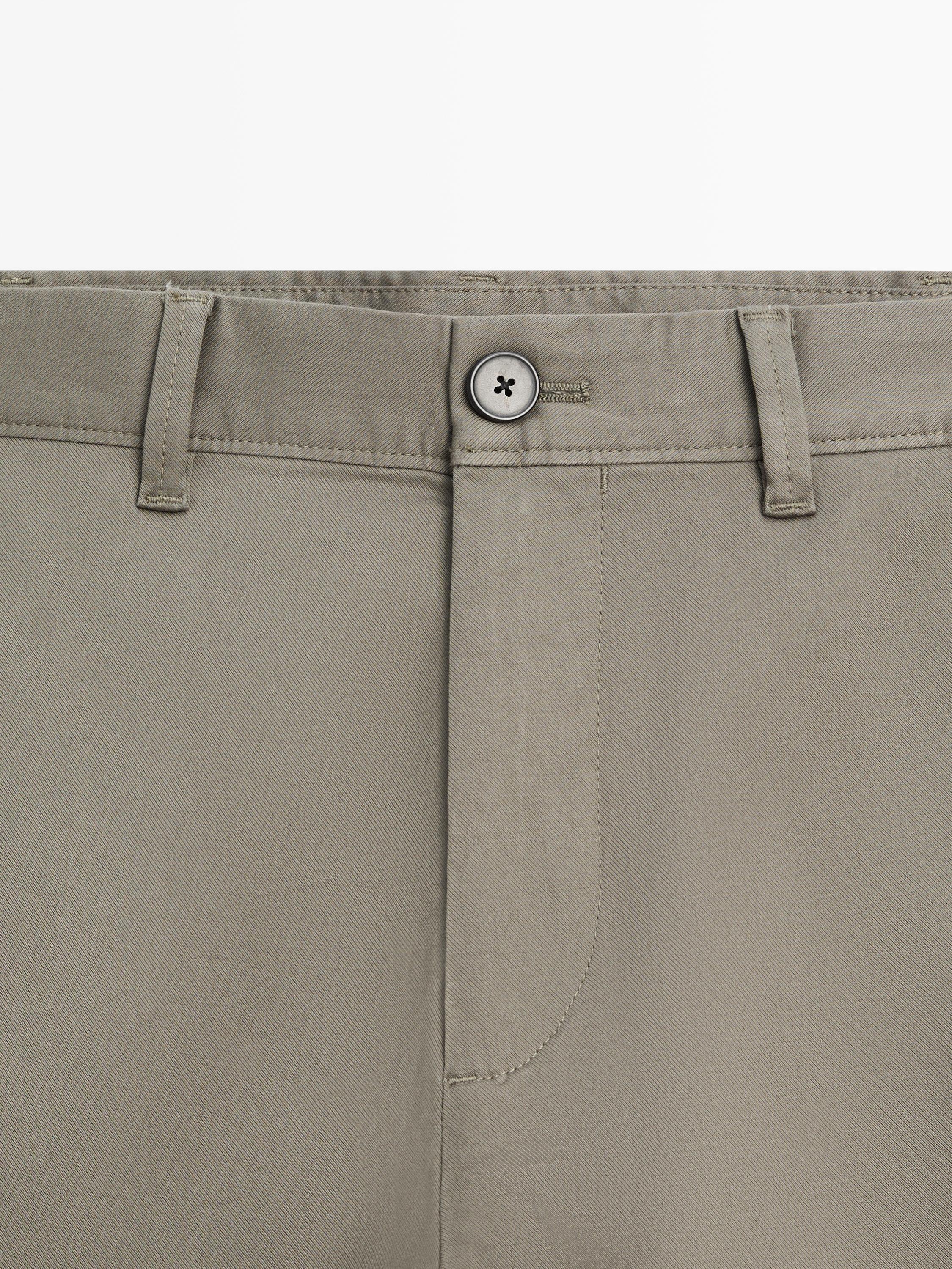 Cotton blend slim fit pants