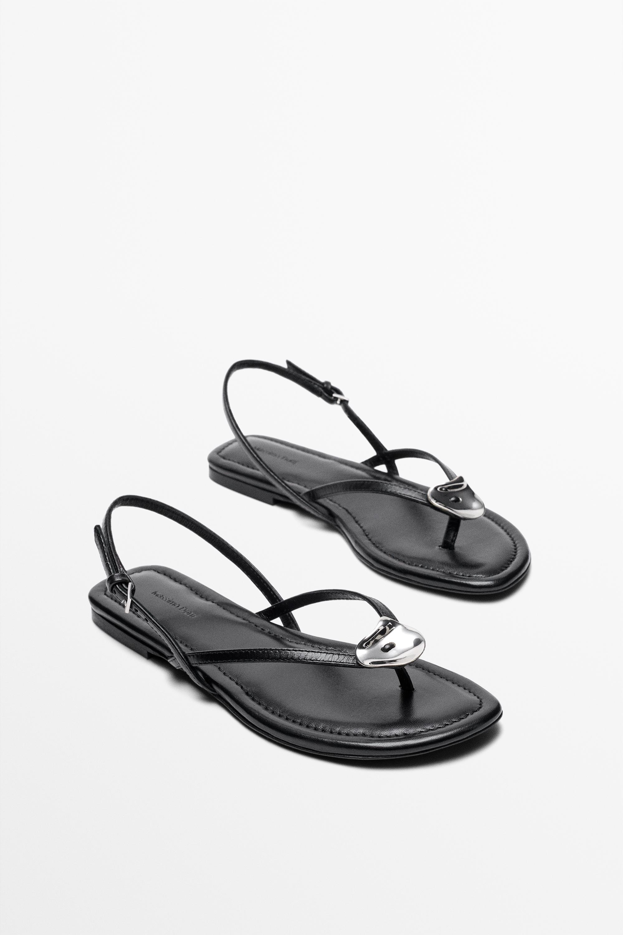 Flat slider sandals with gem detail
