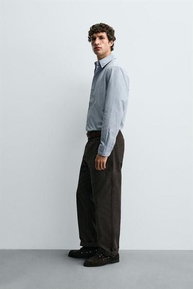 REGULAR FIT CHECK SHIRT - White / Sky blue by Zara - Image 3