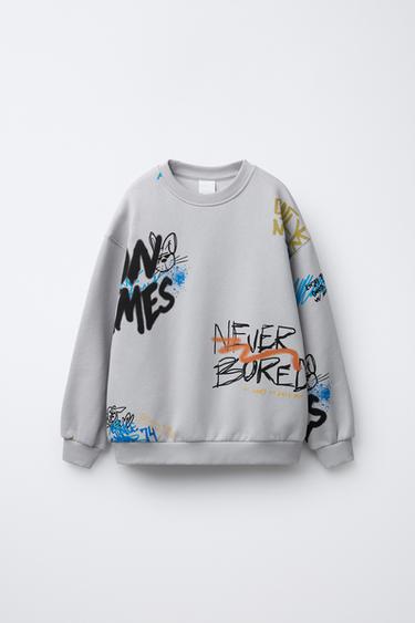 SUDADERA GRAFFITI - Gris de Zara - Imagen 0