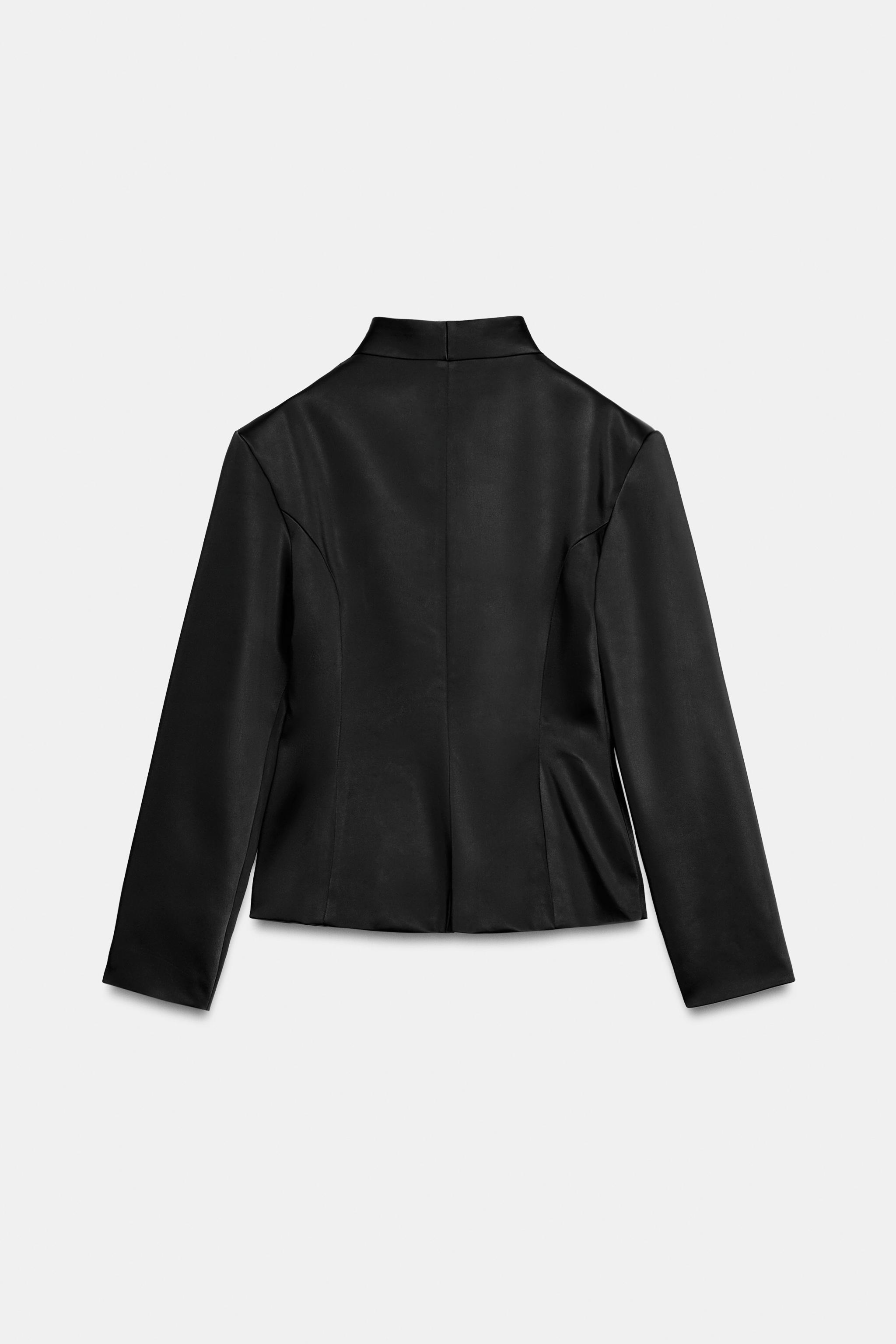 Zara Saten Yüzeyli Süslü Düğmeli Ceket görsel 7