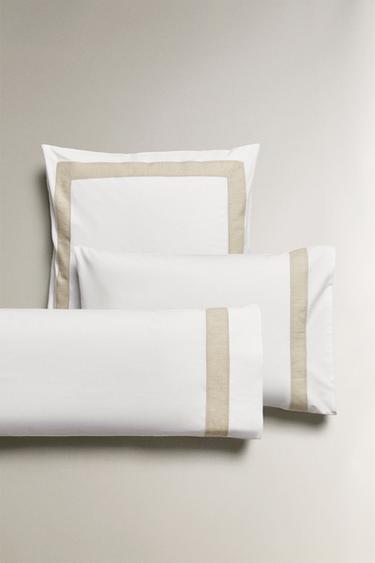 TAIE D’OREILLER FRISE LIN - Blanc de Zara - Image 0