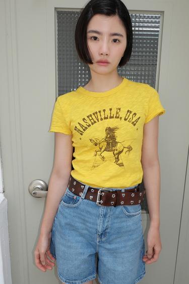 Zara LEATHER HEARTS AND FLOWERS BELT - Brown