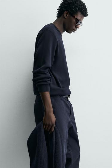 PULL REGULAR FIT EN COTON - Bleu marine foncé de Zara - Image 5