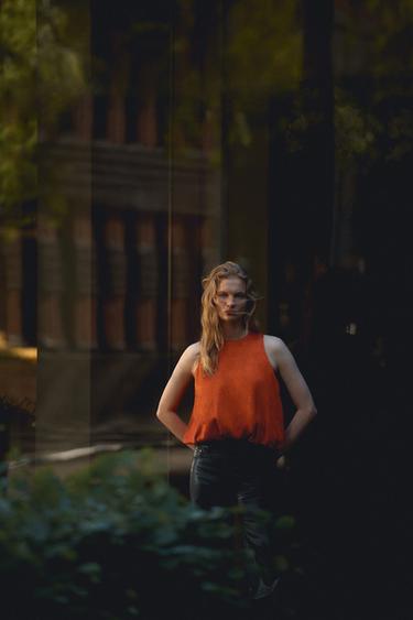 SATIN BALLOON TOP - Oranges by Zara - Image 0