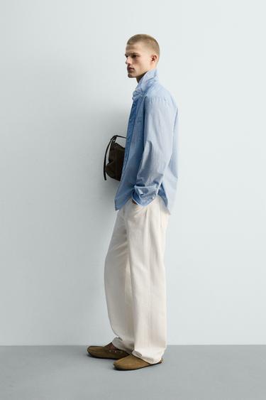 RELAXED FIT CHECK SHIRT - Sky blue by Zara - Image 3