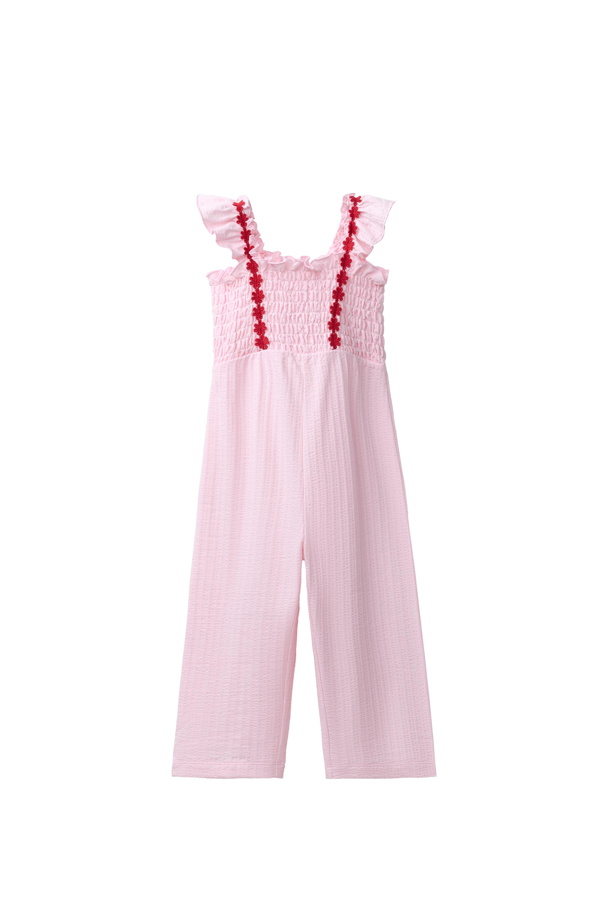 ロングテクスチャーフラワー柄ジャンプスーツ - ピンク | ZARA Japan