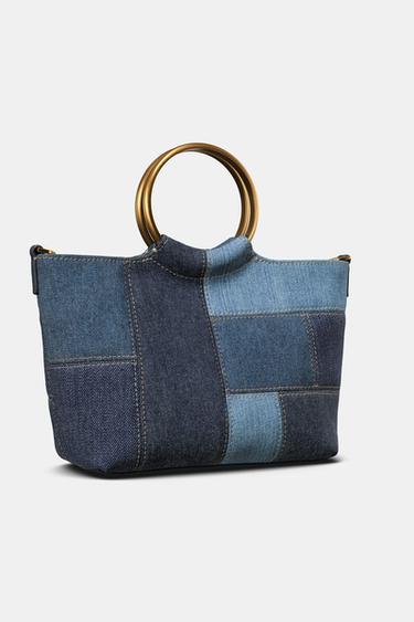 MINI SACA PATCHWORK - Azul Vaquero de Zara - Imagen 0