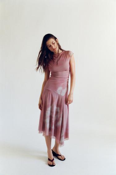 GATHERED TULLE DRESS - Pinks by Zara
