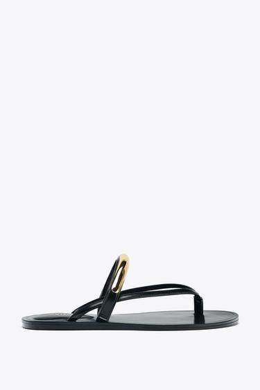 SANDALES DÉCOR MÉTALLIQUE - Noir de Zara