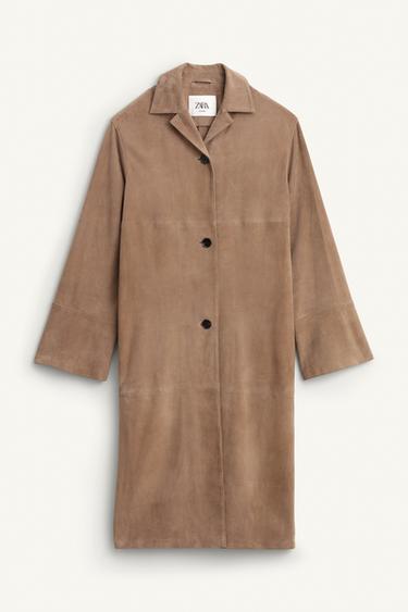 Zara 100% SUEDE LEATHER COAT LIMITED EDITION - Chocolate
