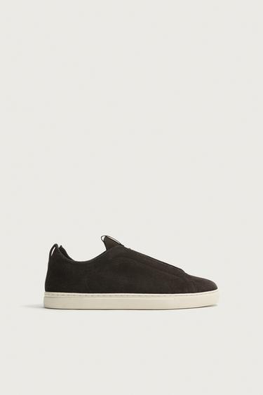 LEATHER TRAINERS - Brown by Zara
