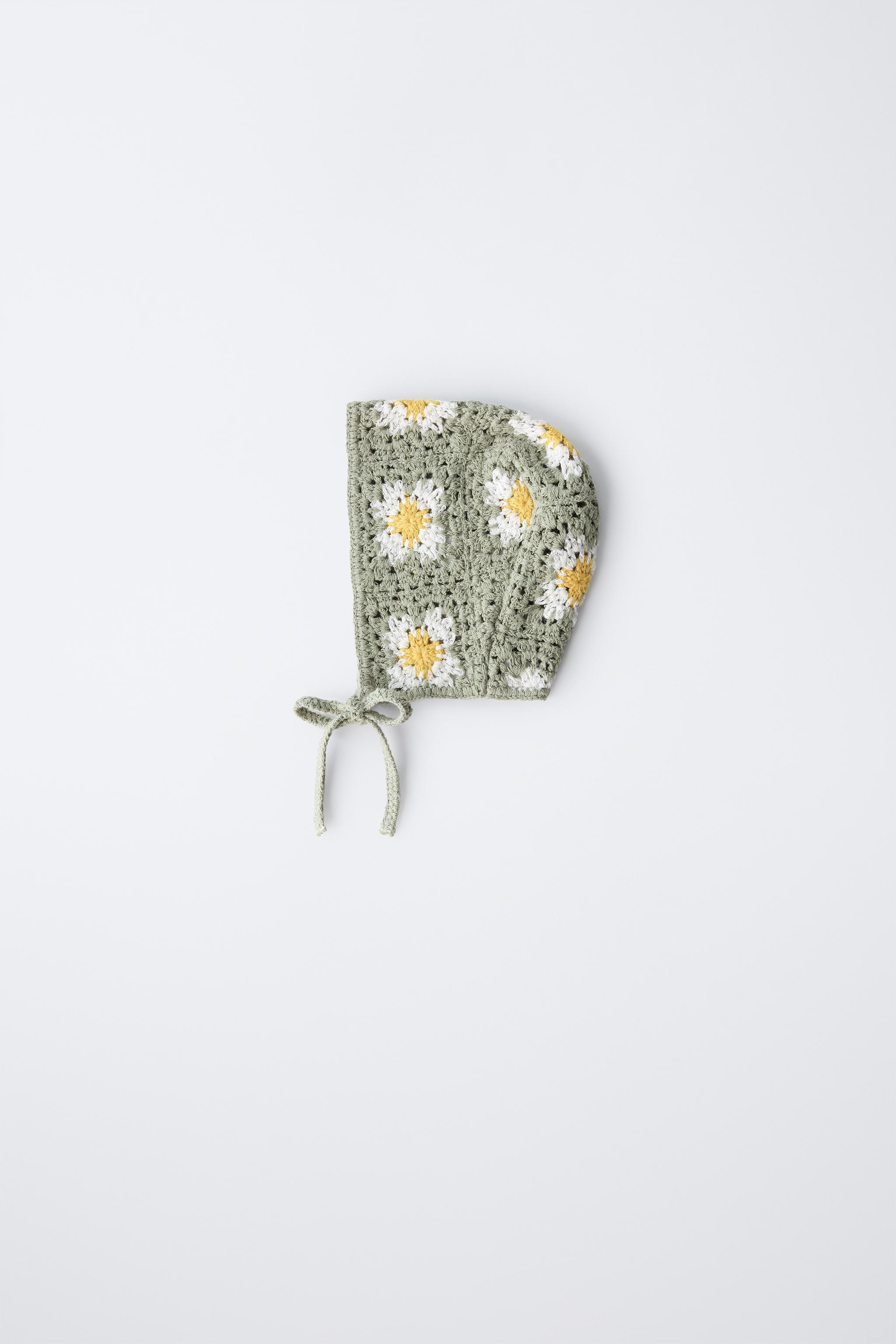CROCHET FLOWER KNIT BONNET - Greenish | ZARA United States