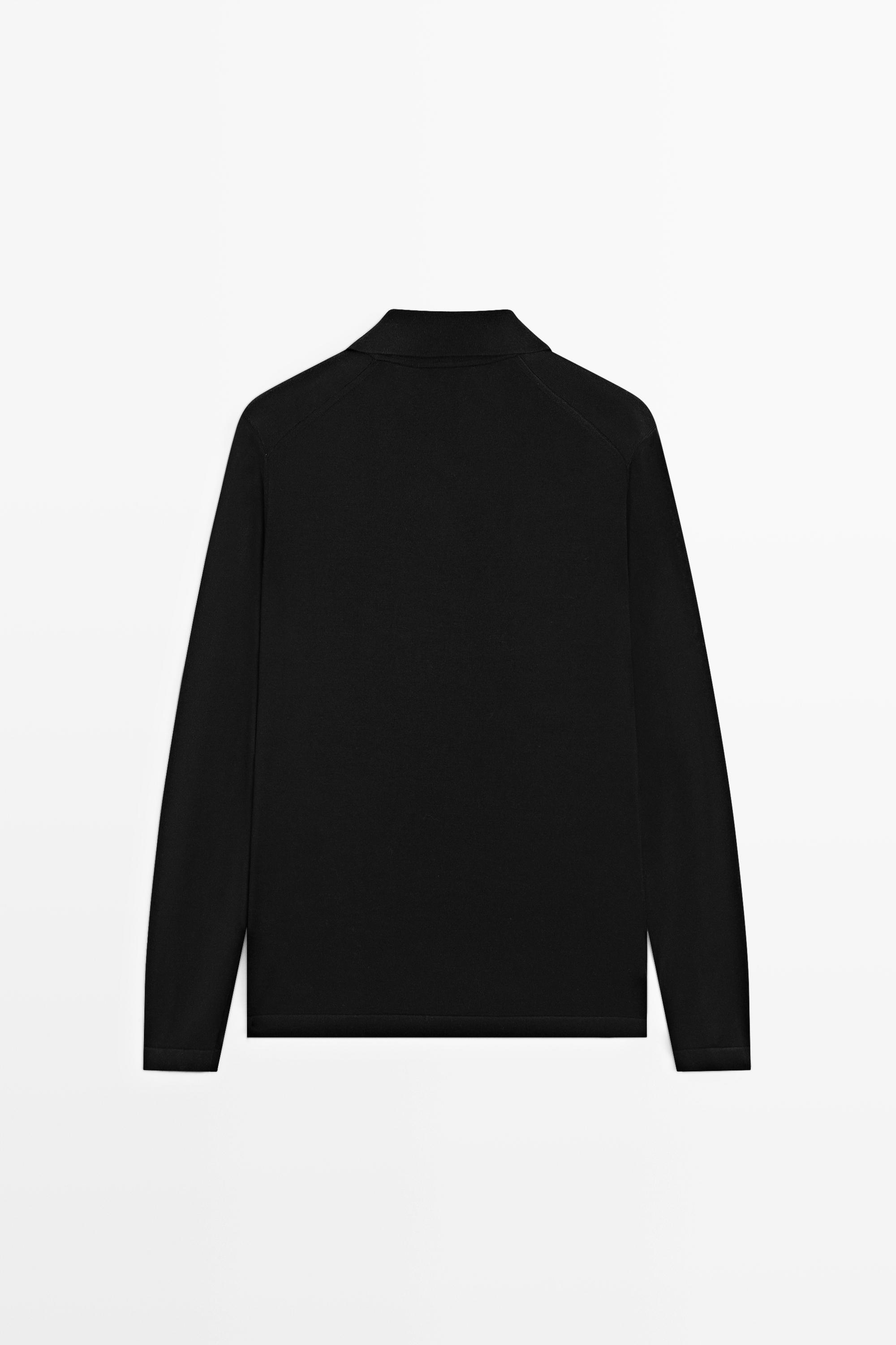 100% merino wool knit polo sweater