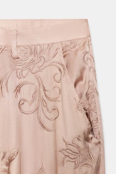 ZW COLLECTION EMBROIDERED CARGO TROUSERS - Pink by Zara - Image 6