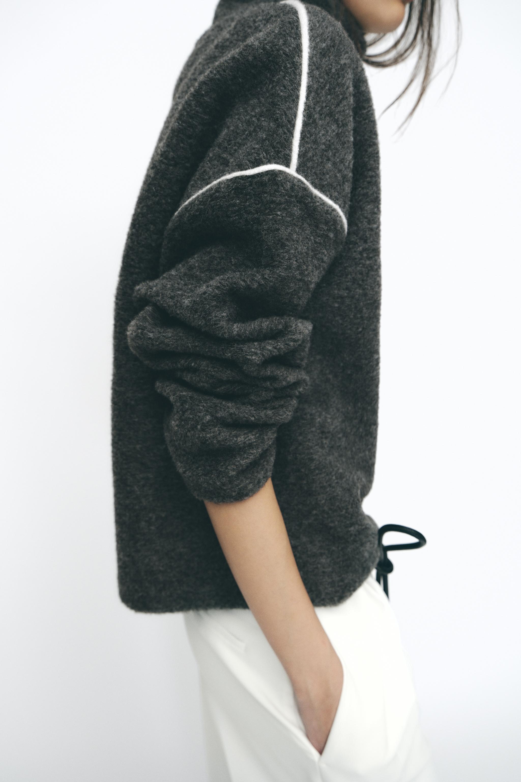 コントラストパイピング付きセーター - グレーマール | ZARA