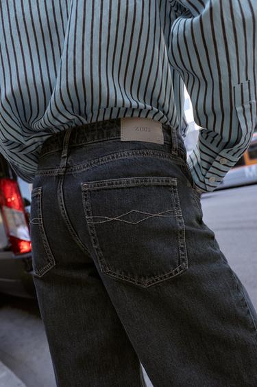 Z1975 WIDE-LEG LOW-RISE JEANS - Black / Brown by Zara - Image 4