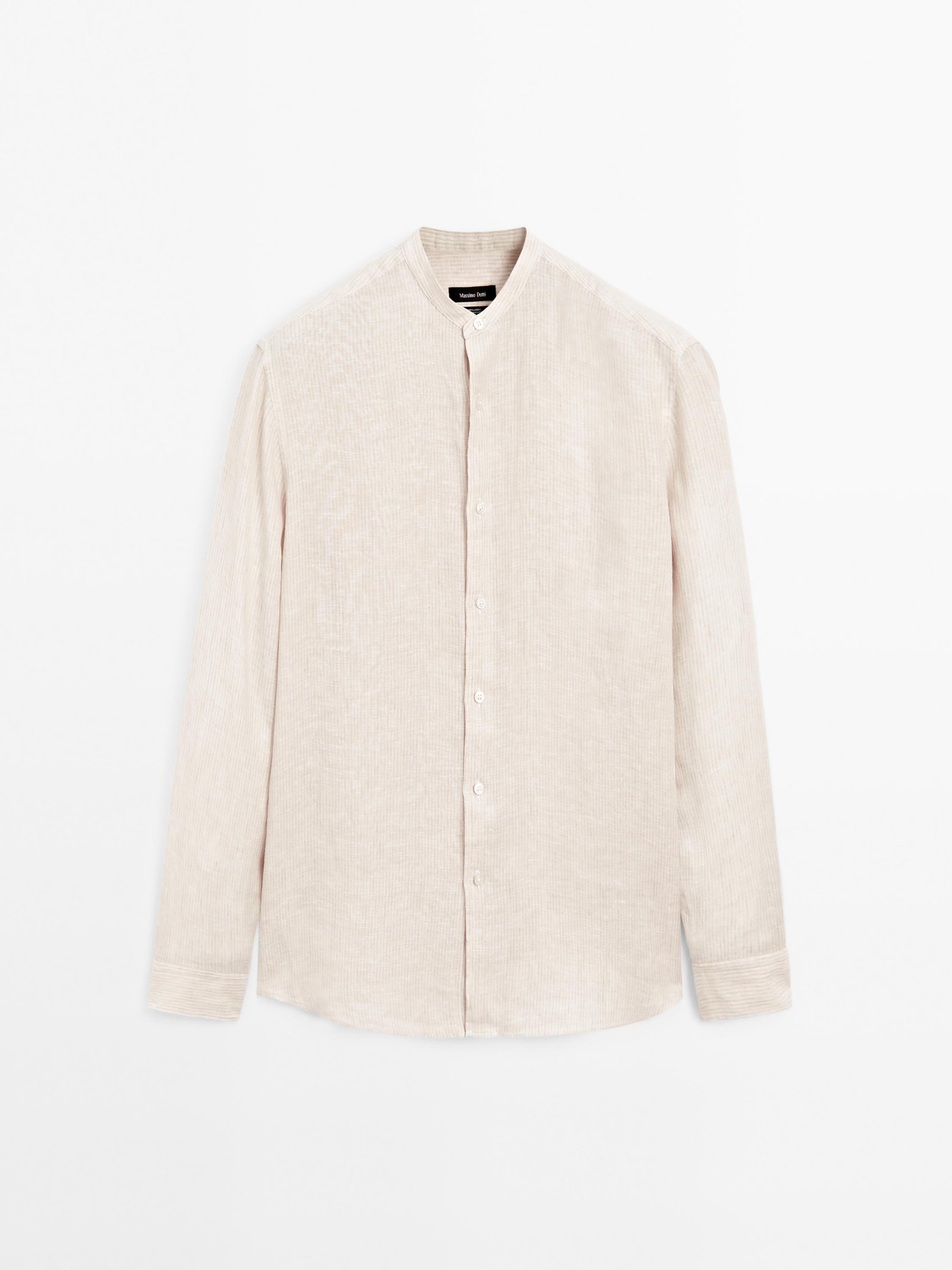 Regular-fit shirt with stand collar