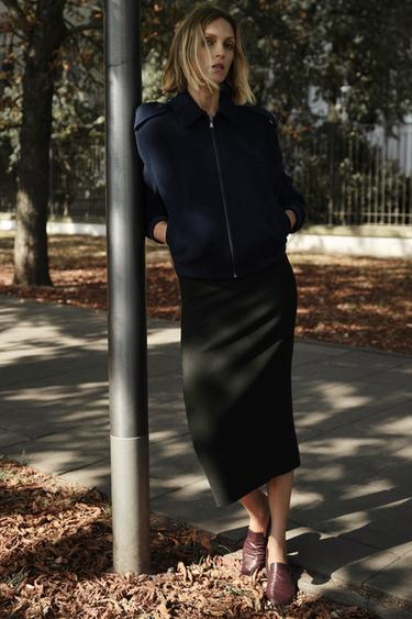 VESTE AVEC LAINE ZW COLLECTION - Bleu marine de Zara