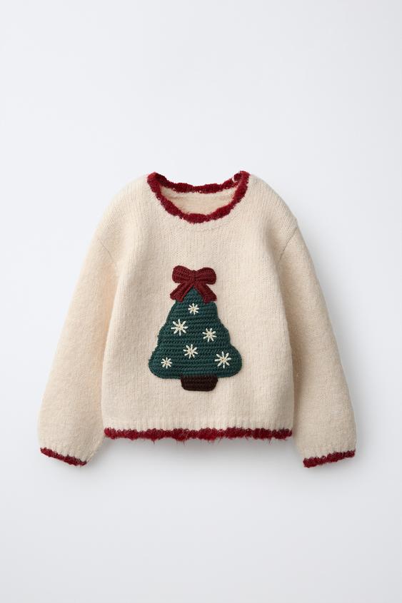 STRICKPULLOVER MIT BAUMSTICKEREI - Cremefarben von Zara - Bild 0