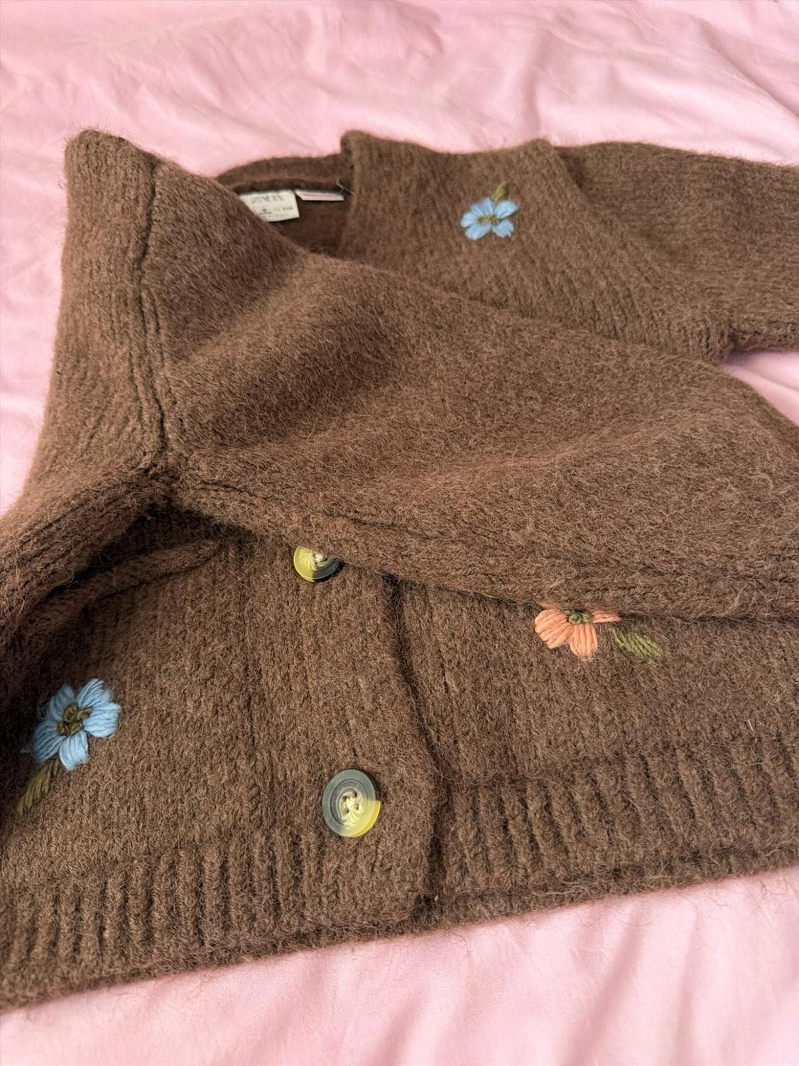 KNIT CARDIGAN WITH FLORAL EMBROIDERY - Image 3