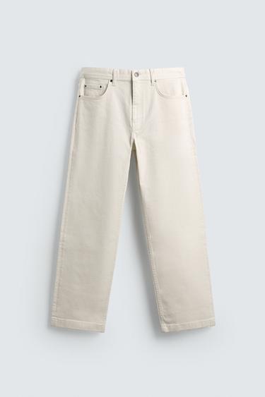 Zara STRAIGHT FIT PANTS - Ecru