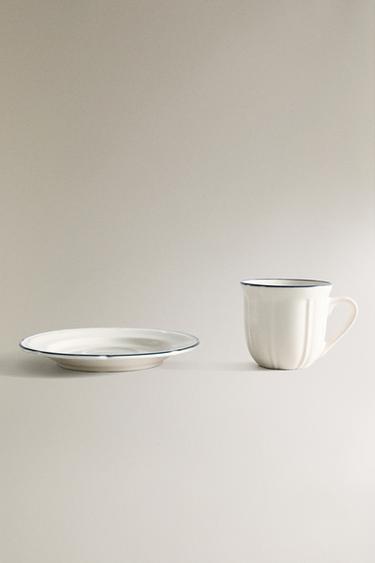 TASSE À CAFÉ ET SOUCOUPE BORD CONTRASTANT - Bleu de Zara - Image 4