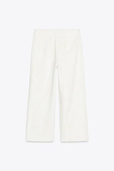 PANTALON CULOTTE BRODÉ ZW COLLECTION - Écru de Zara - Image 4