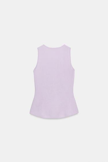 KNIT TOP WITH GATHERING - Light lilac by Zara - Image 7