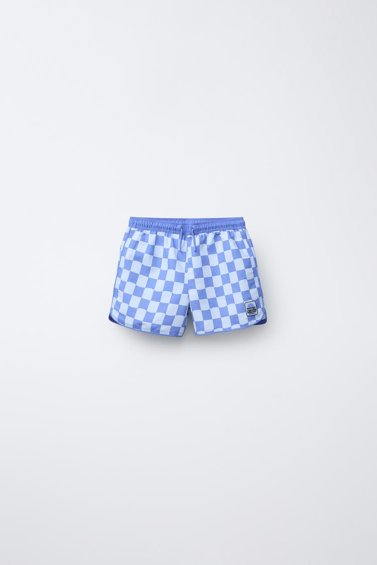 1-6 YEARS/CHECKERED SWIM SHORTS