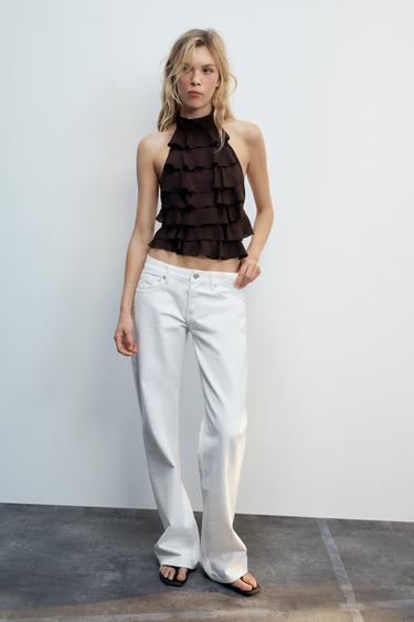 TOP HALTER VOLANTES - Marrón oscuro de Zara