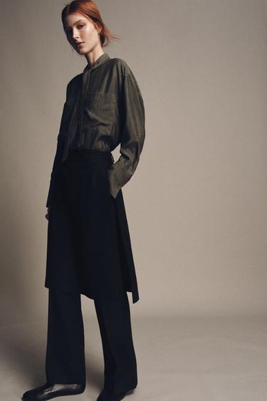 ZW COLLECTION PAREO STRAIGHT-LEG TROUSERS - Black by Zara