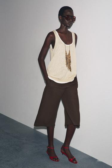 DOUBLE LAYER KNIT TOP - Sand by Zara