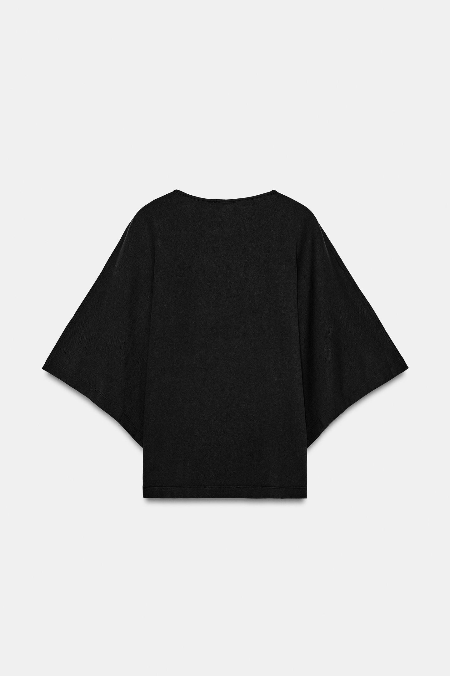 Женская футболка Zara Henley, цвет: Чёрный — фото 7