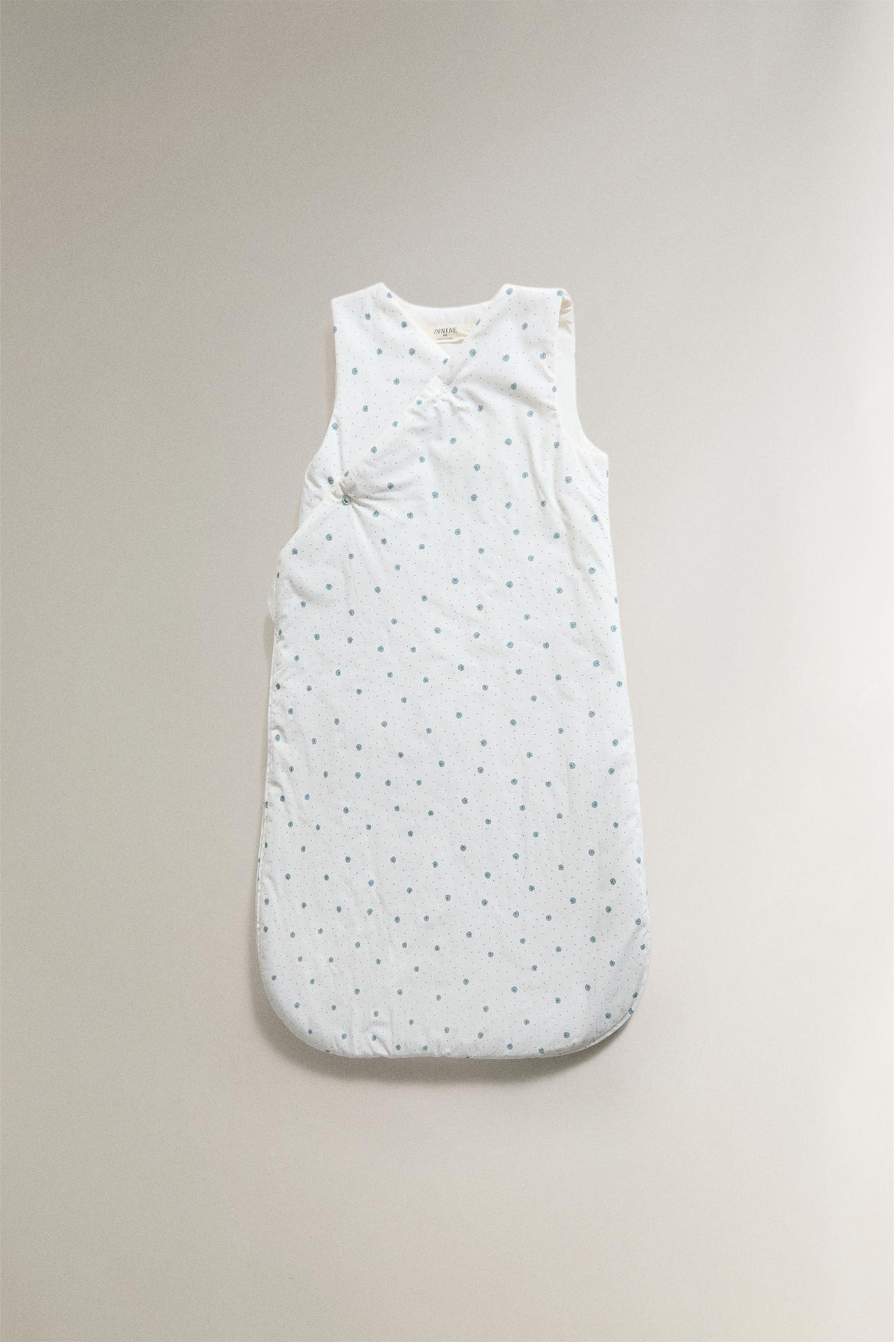 LEAF PRINT BABY BURLAP SLEEPING BAG — Ecru
