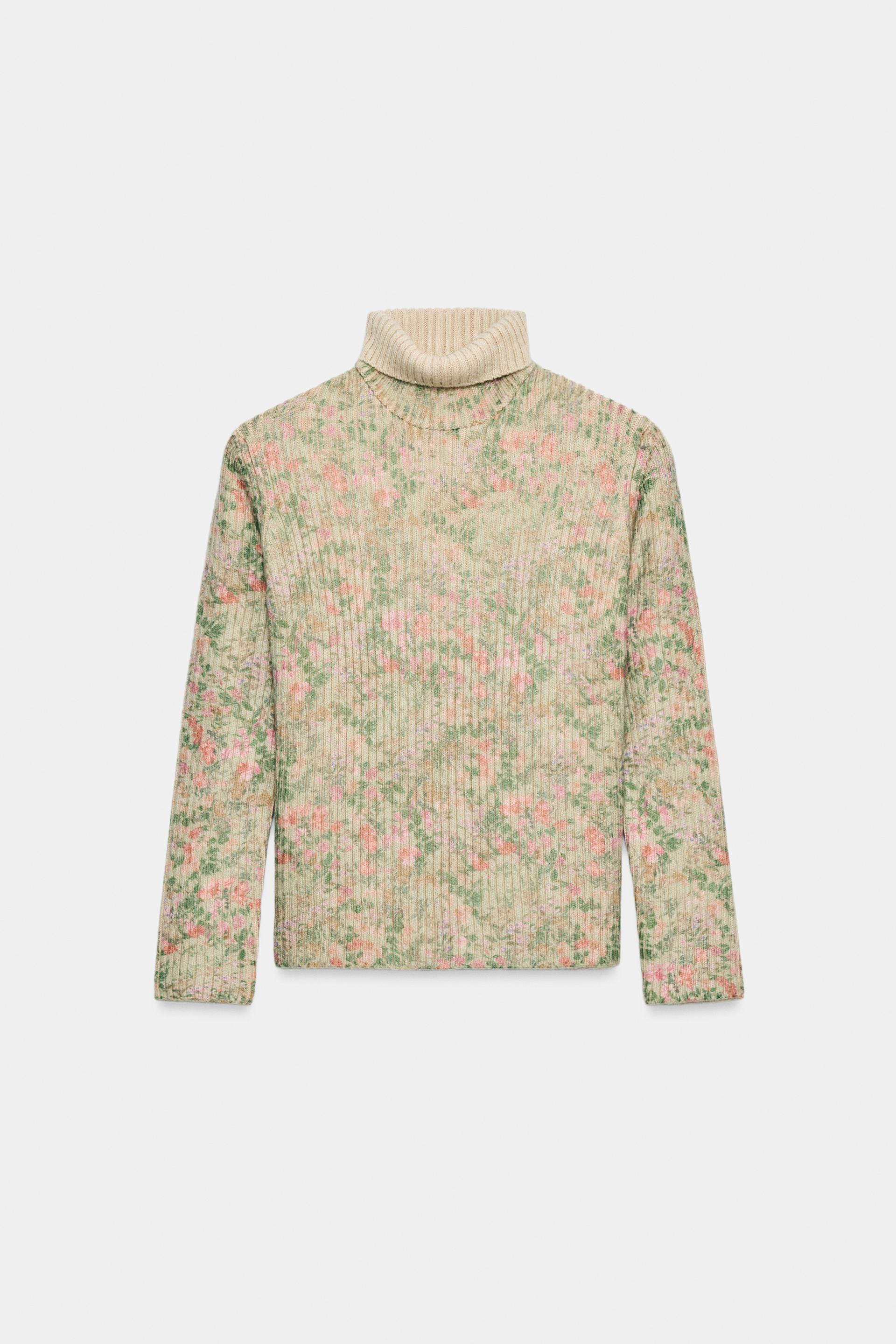 PRINTED RIBBED KNIT SWEATER thumbnail 6