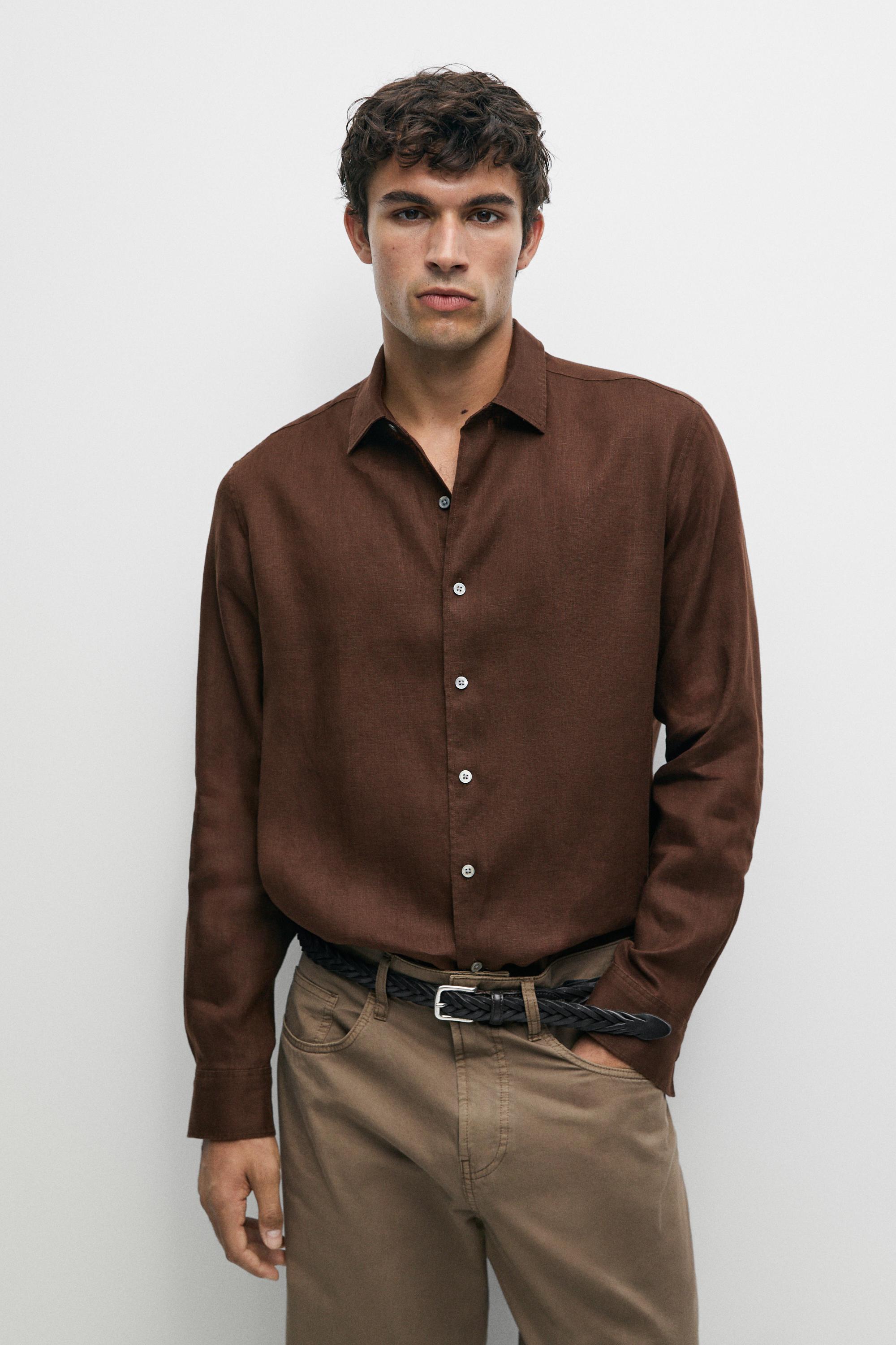 Regular fit 100% linen shirt