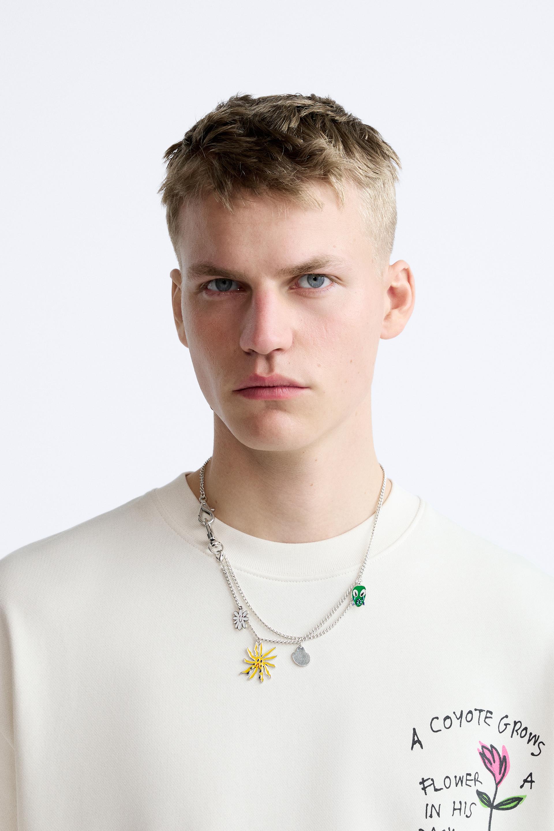 NASZYJNIK Z RÓŻNYMI ZAWIESZKAMI x PEPO MORENO Srebrny ZARA Polska