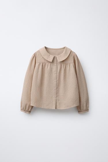 EMBROIDERED PETER PAN COLLAR SHIRT BENSIMON ® X ZARA - Caramel by Zara