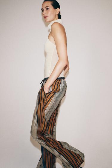 ZW COLLECTION STRIPED PYJAMA-STYLE TROUSERS - Multicoloured by Zara - Image 4