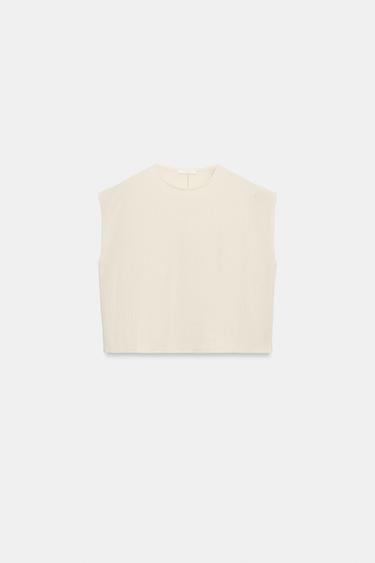 RUSTIC SLEEVELESS TOP - Ecru by Zara - Image 7