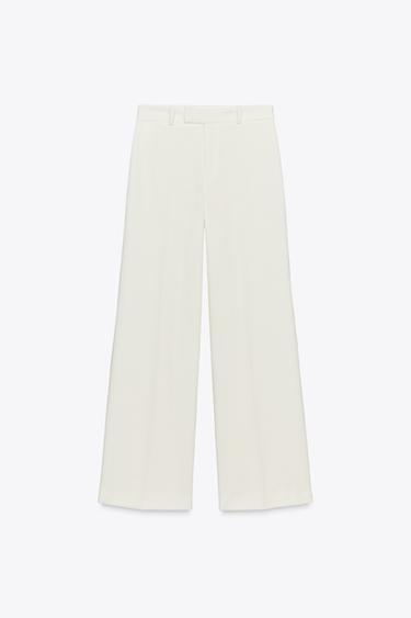 Zara STRAIGHT LEG PANTS - Oyster-white