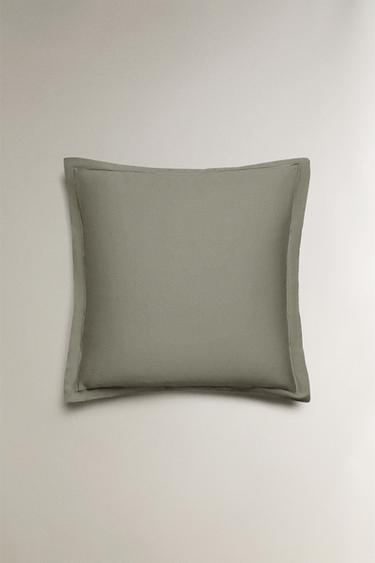 SATEEN PILLOWCASE WITH TRIM (300 THREAD COUNT) - Blue / Green by Zara - Image 2