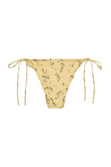 Zara FLORAL TIE BIKINI BOTTOMS - Yellow